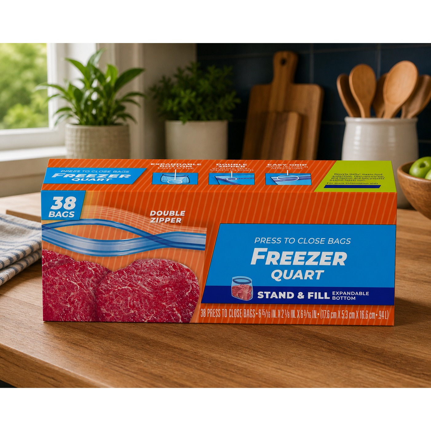 Meal Prep Freezer - 38ct Quart Freezer Food Storage Bags,