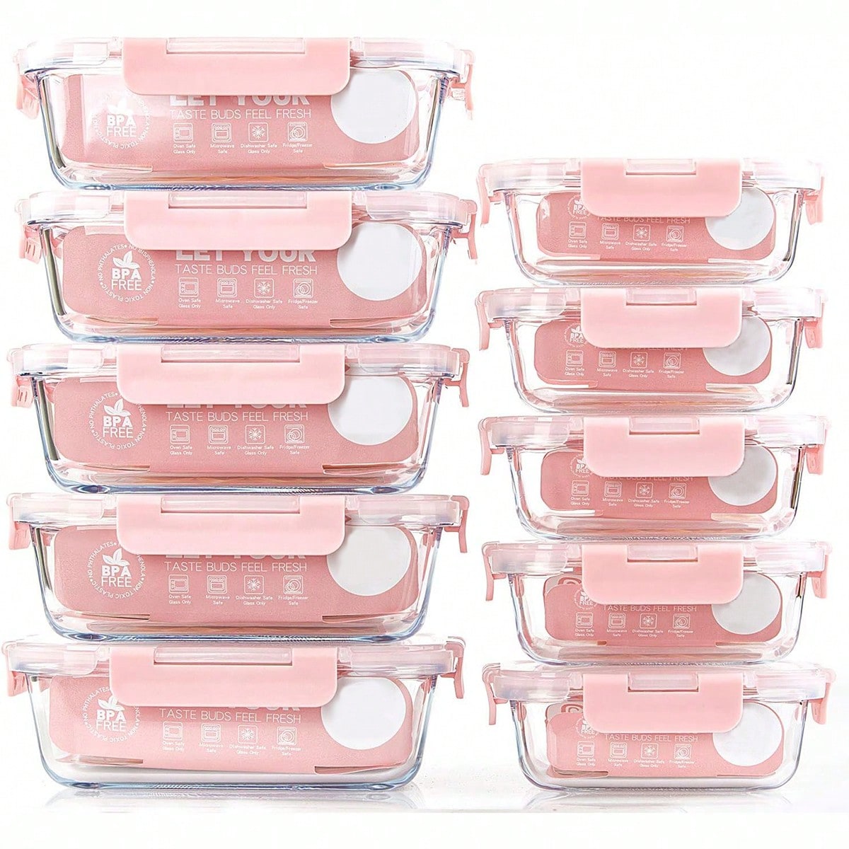 Meal Prep Freezer - 10 Pack Glass Meal Prep Containers,
