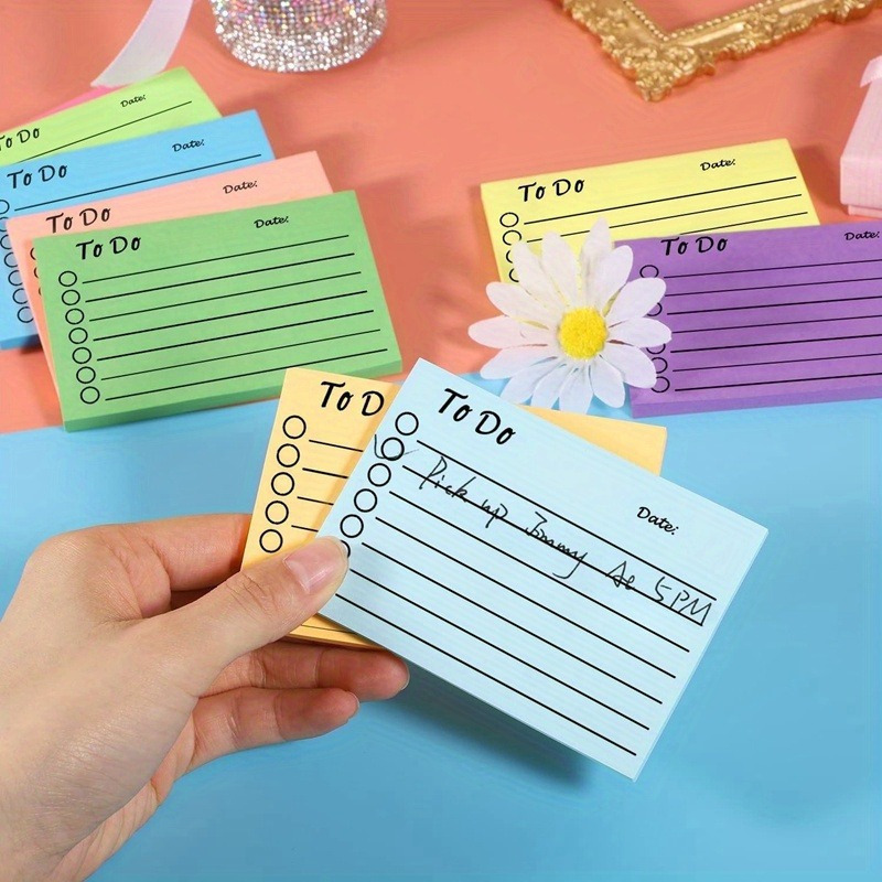 Meal Plan Notepad - Fluorescent Post-it Notes Multi-color Notepad Self-adhesive