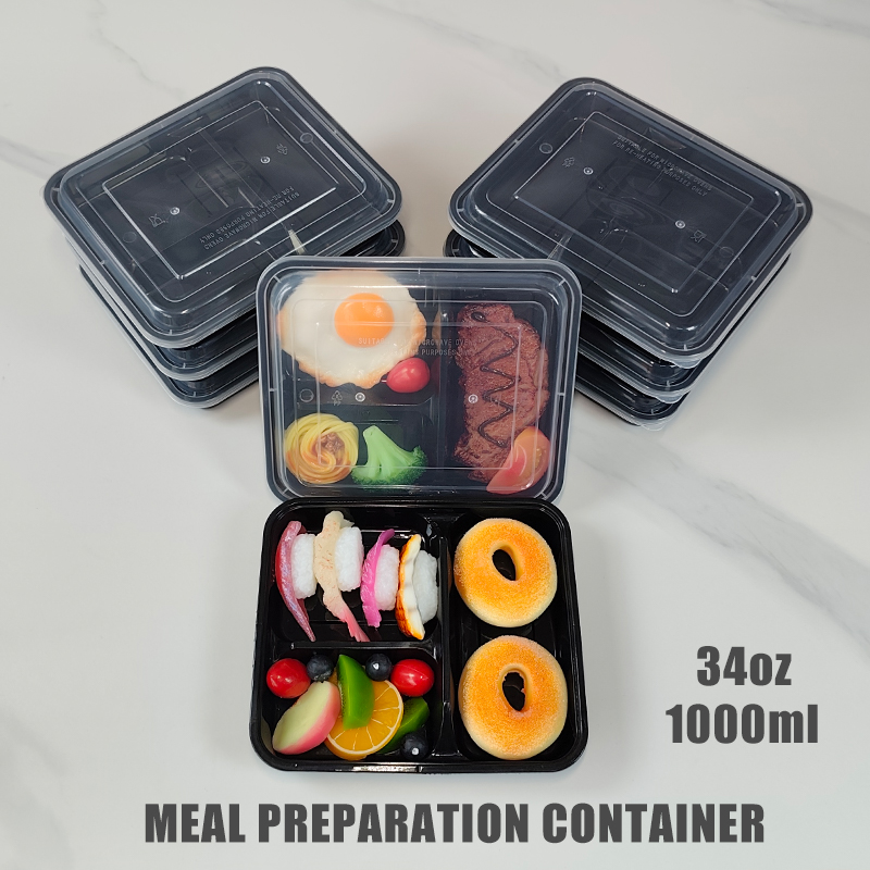 Meal Prep Freezer - 3-Compartment 34 Oz/1000 Ml, 12/35 Pieces,