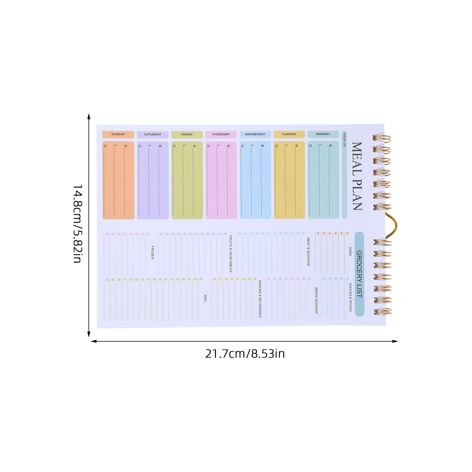 A5 Pastel Spiral Undated Weekl - огляд і ціна Meal Plan Notepad