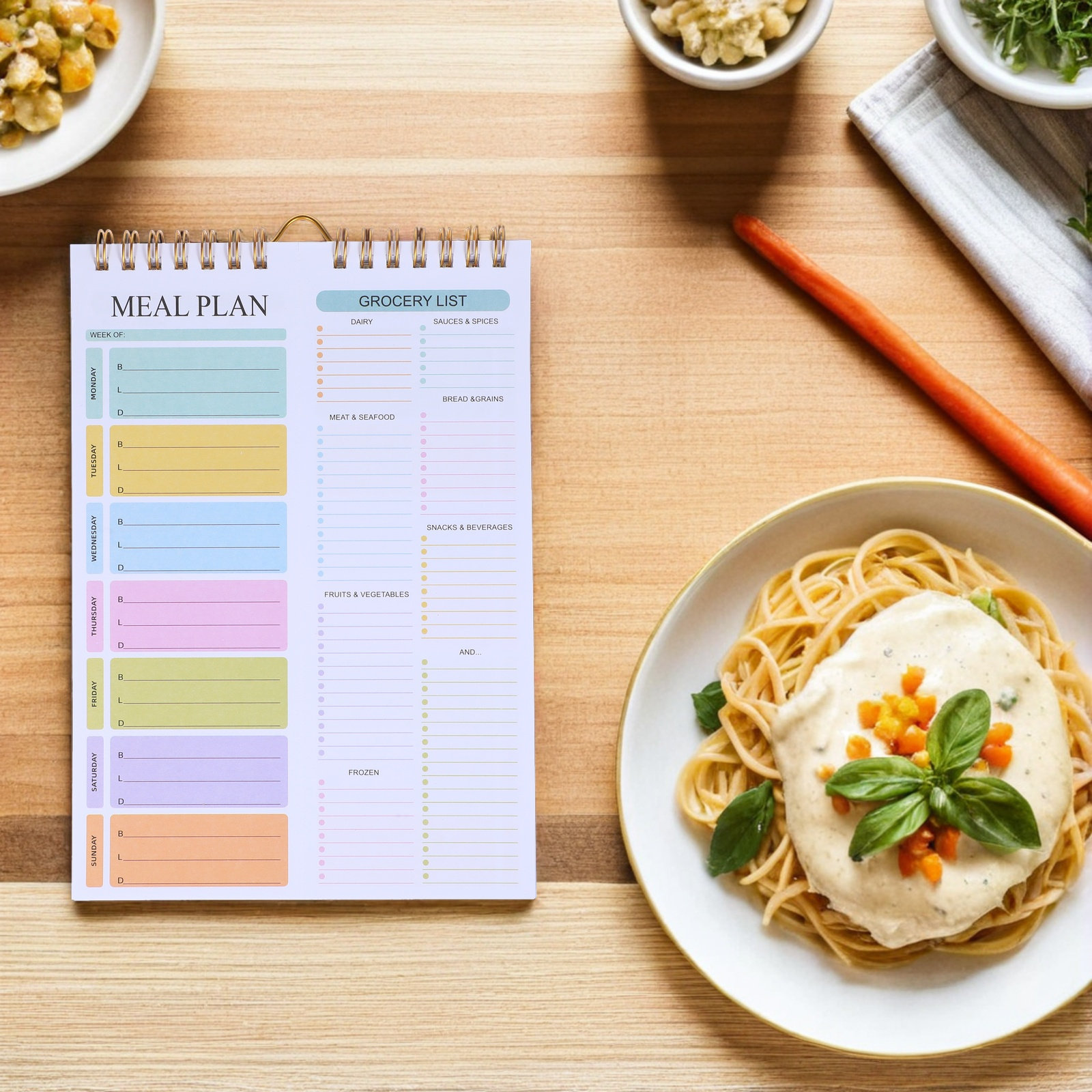A5 Pastel Spiral Undated Weekl - огляд і ціна Meal Plan Notepad